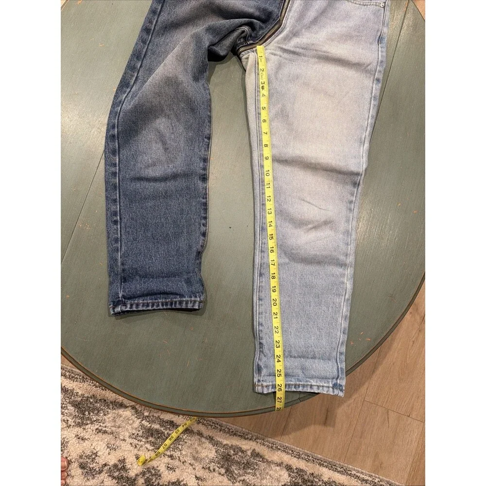 Revice Two‎ Tone Split Blue Jeans Size 28 Yin Yang Zipper Made in USA